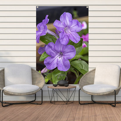Close-up van paarse bloemen in bloei tuinposter