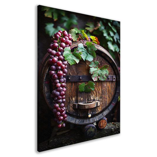 Tros Druiven en Houten Vat in Wijngaard canvas