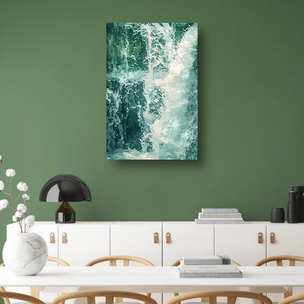 Abstracte dynamische waterval digitale kunst canvas