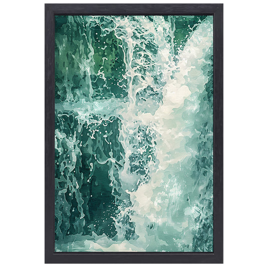 Abstracte dynamische waterval digitale kunst canvas met baklijst