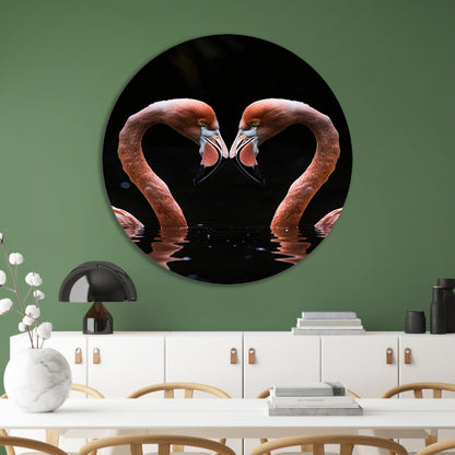 Twee flamingos vormen hart in water forex muurcirkel