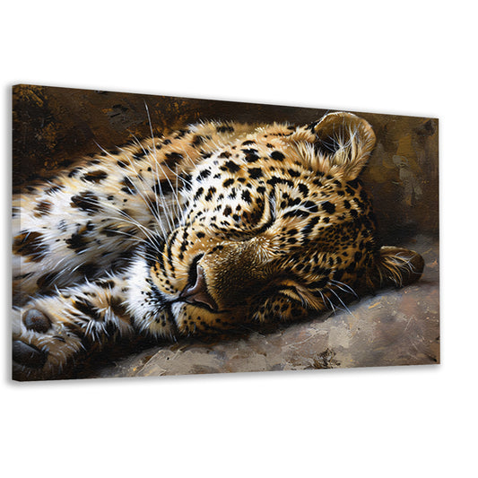 Gedetailleerde schilderij van slapende luipaard canvas