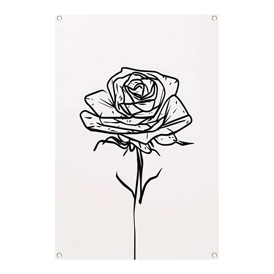 Minimalistische Zwarte Lijn Roos Illustratie tuinposter