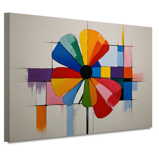 Abstracte Bloem in Mondriaan Stijl canvas