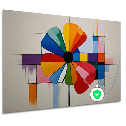 Abstracte Bloem in Mondriaan Stijl poster