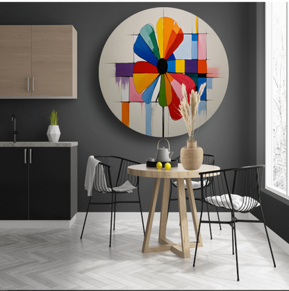 Abstracte Bloem in Mondriaan Stijl forex muurcirkel