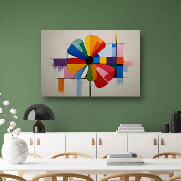 Abstracte Bloem in Mondriaan Stijl poster