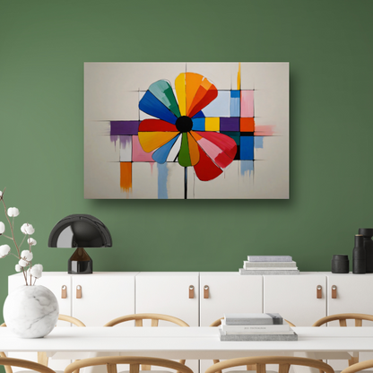 Abstracte Bloem in Mondriaan Stijl poster