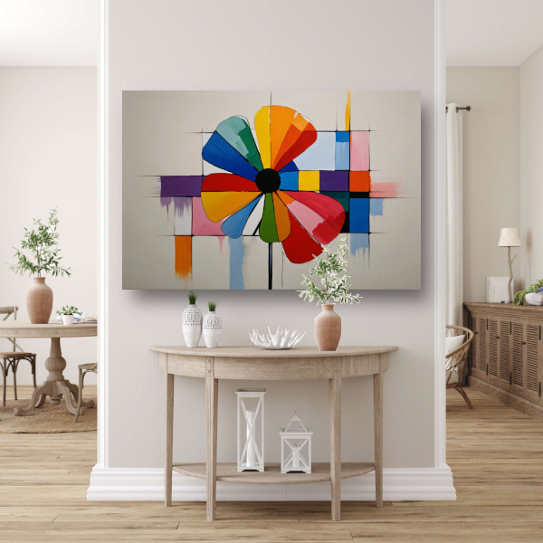 Abstracte Bloem in Mondriaan Stijl poster