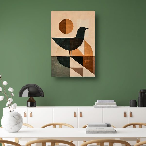 Abstracte vogel met geometrische vormen canvas met baklijst