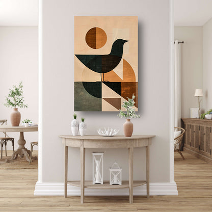 Abstracte vogel met geometrische vormen canvas met baklijst