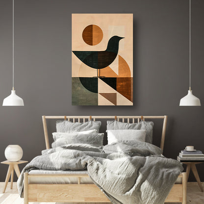 Abstracte vogel met geometrische vormen canvas met baklijst