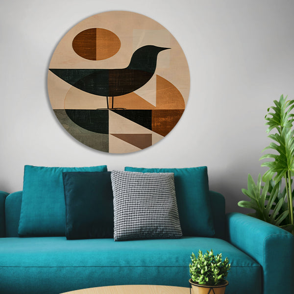 Abstracte vogel met geometrische vormen forex muurcirkel