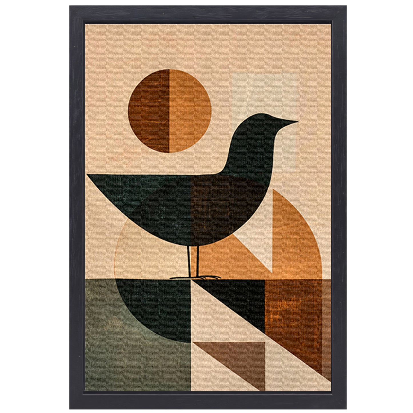 Abstracte vogel met geometrische vormen canvas met baklijst