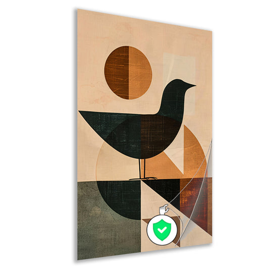 Abstracte vogel met geometrische vormen poster