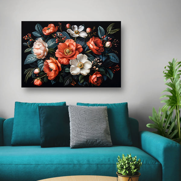 Abstract lijnencompositie canvas met baklijst