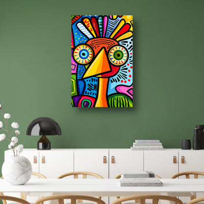 Kleurrijke abstracte vogel kunstprint acrylglas