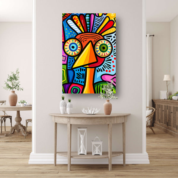 Kleurrijke abstracte vogel kunstprint acrylglas
