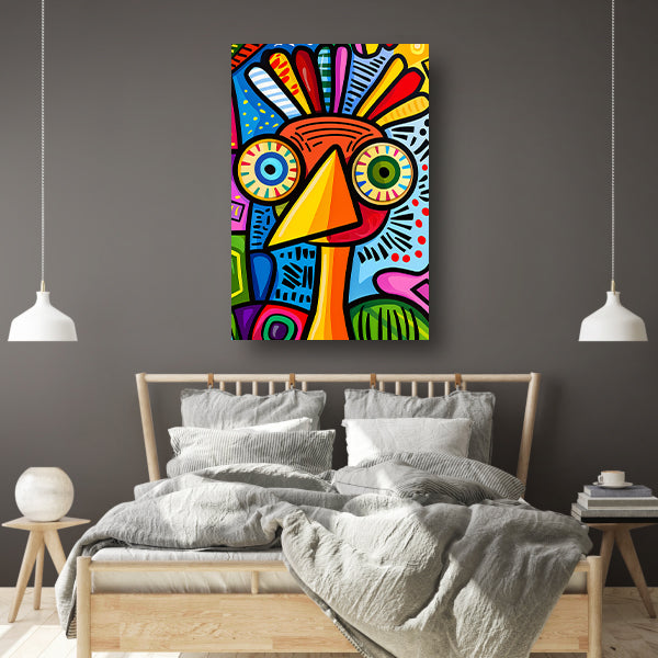 Kleurrijke abstracte vogel kunstprint acrylglas