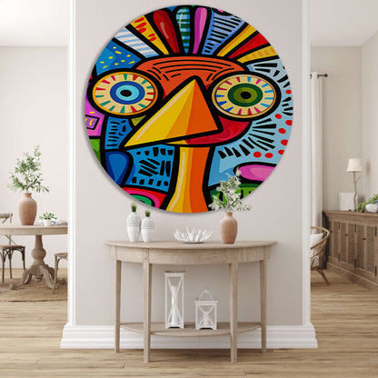 Kleurrijke abstracte vogel kunstprint forex muurcirkel