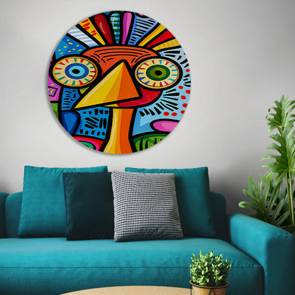 Kleurrijke abstracte vogel kunstprint forex muurcirkel