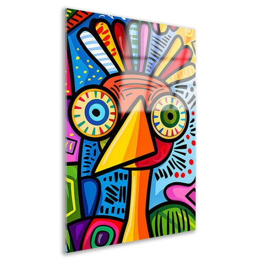 Kleurrijke abstracte vogel kunstprint acrylglas