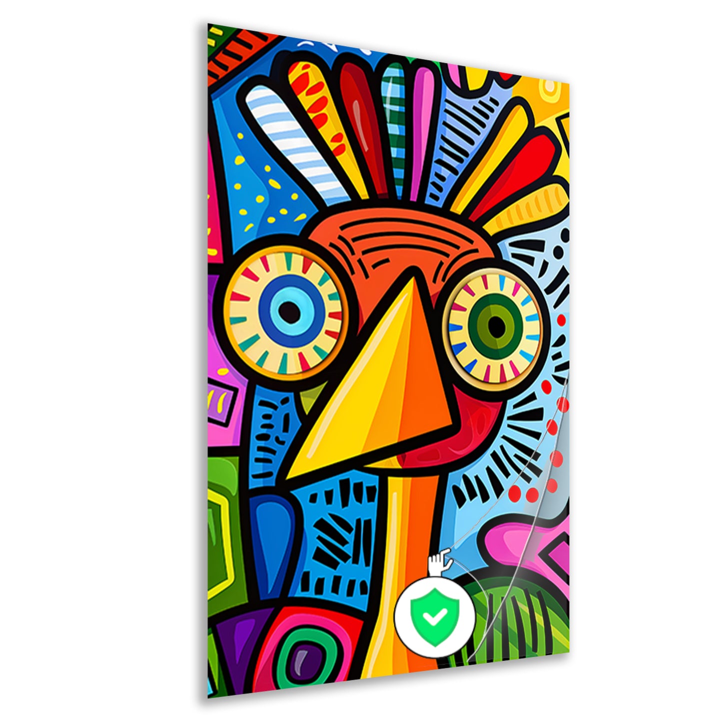 Kleurrijke abstracte vogel kunstprint poster