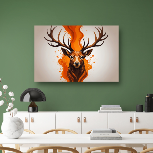 Vurige hertenkop met oranje abstractie acrylglas