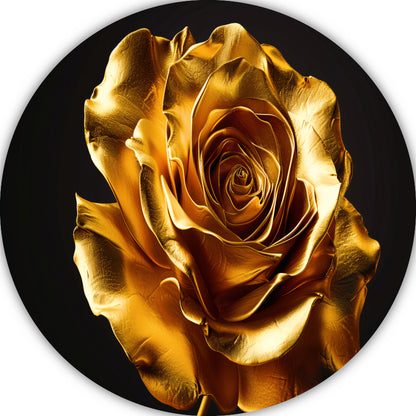 Gouden Roos Elegante Decoratie Zwarte Achtergrond aluminium muurcirkel
