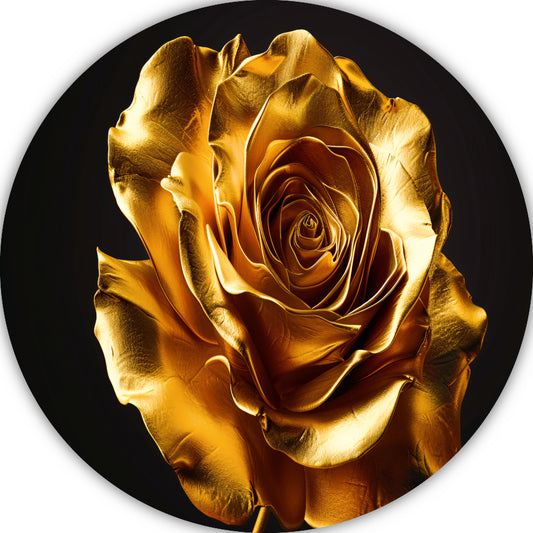 Gouden Roos Elegante Decoratie Zwarte Achtergrond aluminium muurcirkel