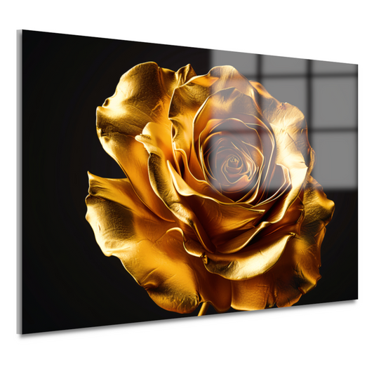 Gouden Roos Elegante Decoratie Zwarte Achtergrond acrylglas