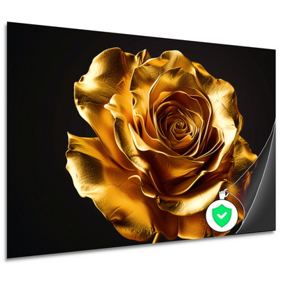 Gouden Roos Elegante Decoratie Zwarte Achtergrond poster