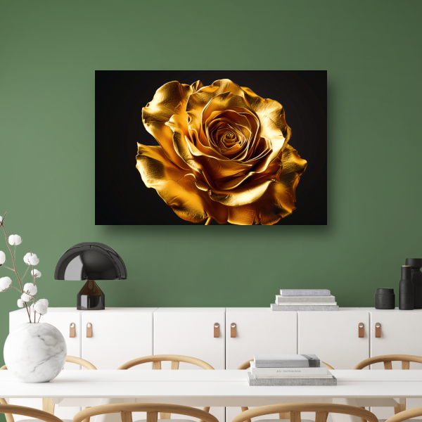 Gouden Roos Elegante Decoratie Zwarte Achtergrond poster
