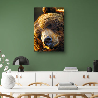 Close-up portret van een slapende beer canvas