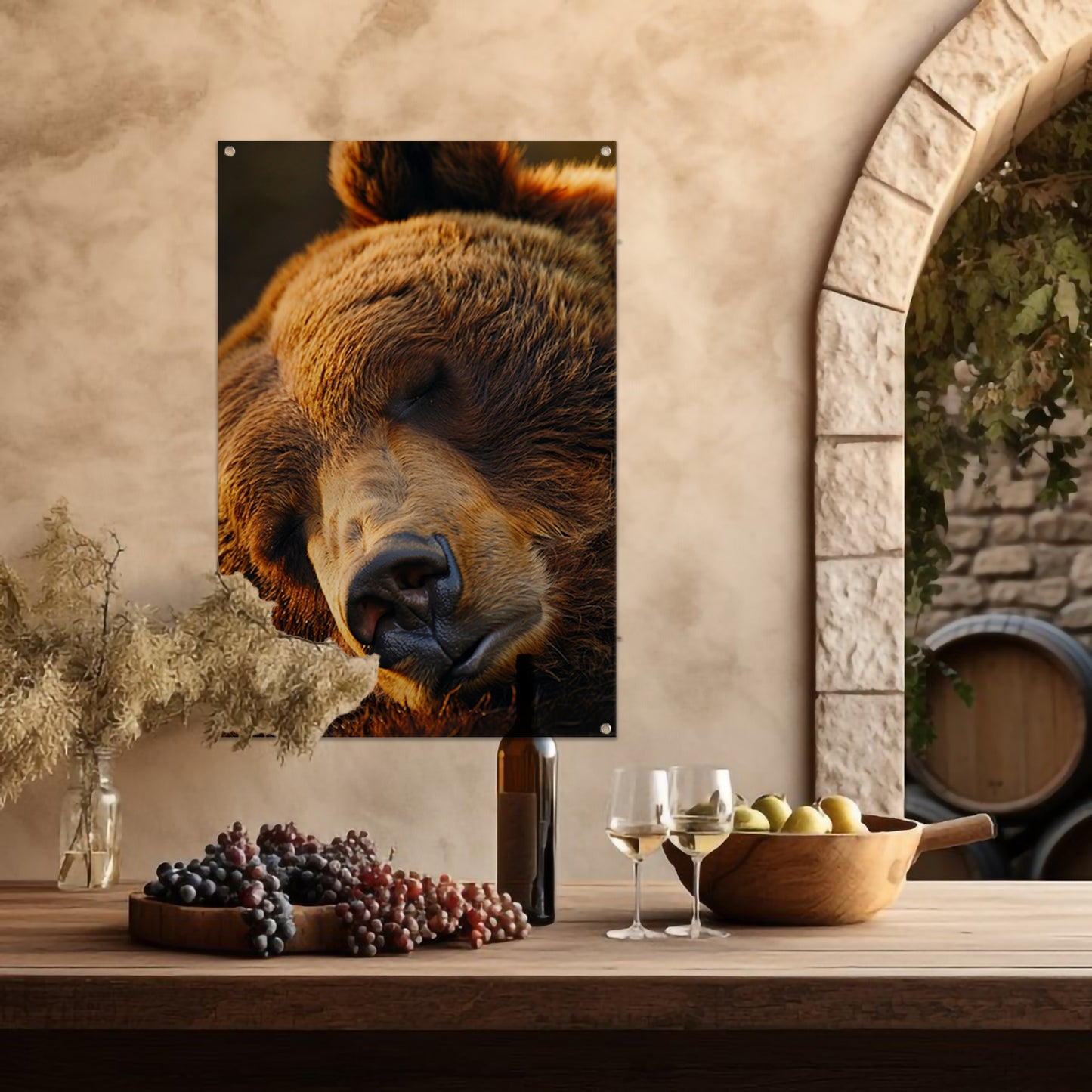 Close-up portret van een slapende beer tuinposter