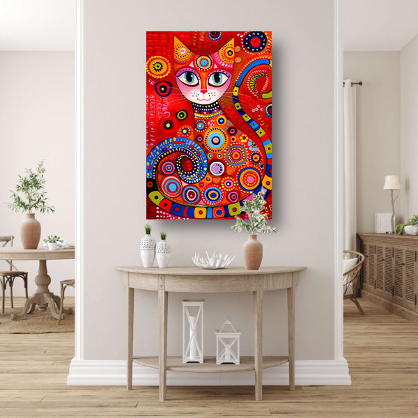 Kleurrijk abstract schilderij van een kat canvas