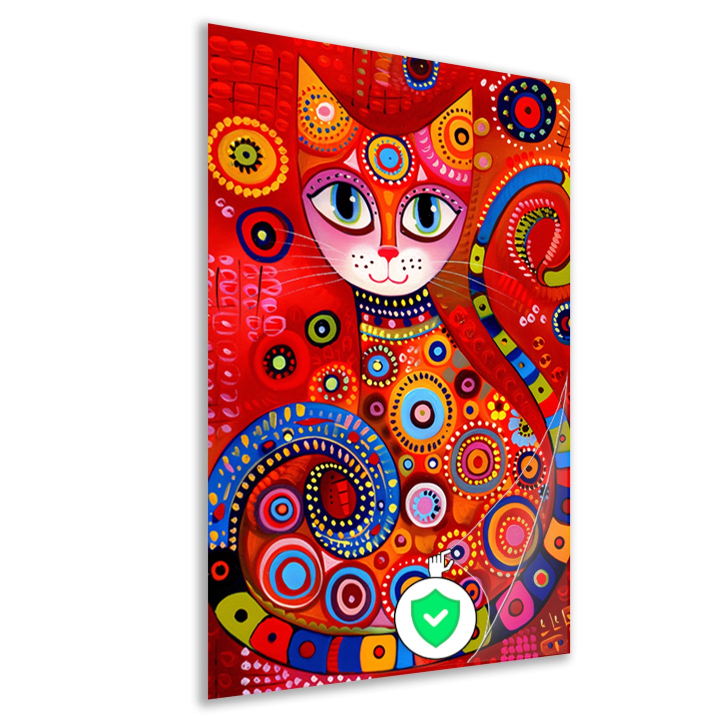 Kleurrijk abstract schilderij van een kat poster