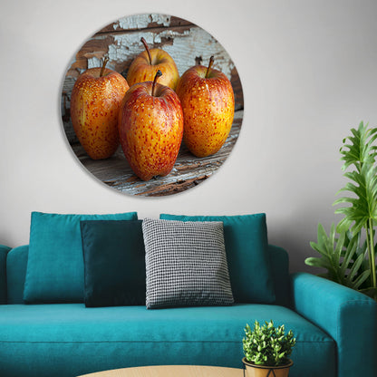 Minimalistisch stilleven met appels aluminium muurcirkel