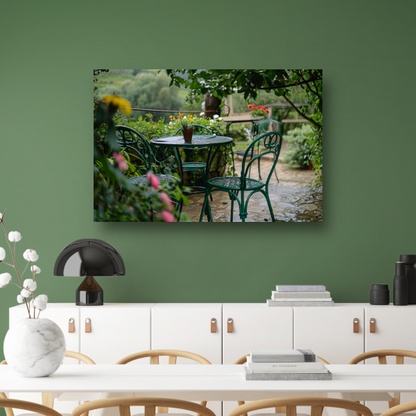 Groene tuinset in impressionistische stijl canvas
