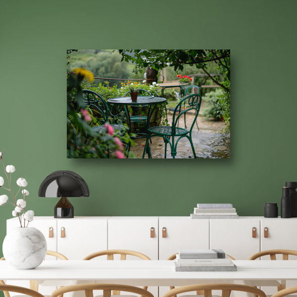 Groene tuinset in impressionistische stijl poster