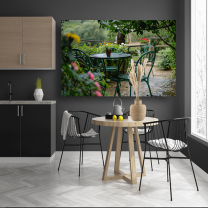 Groene tuinset in impressionistische stijl canvas