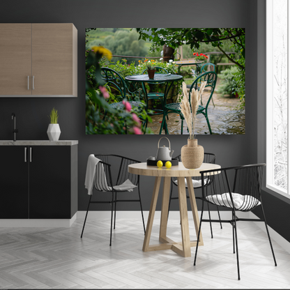 Groene tuinset in impressionistische stijl poster