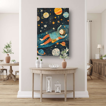 Dromend Jongetje in een Kleurrijk Heelal acrylglas