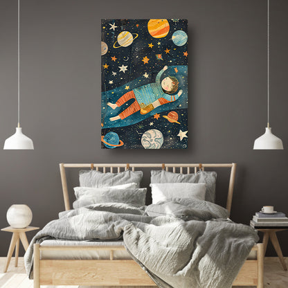 Dromend Jongetje in een Kleurrijk Heelal acrylglas