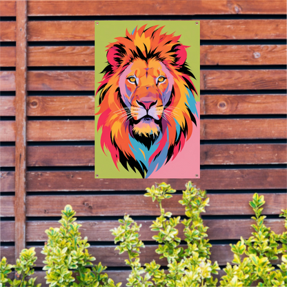 Kleurrijk popart-leeuw portret voor interieur tuinposter