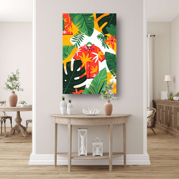 Kleurrijk Tropisch Bloemenshirt acrylglas