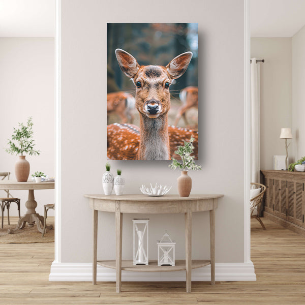 Portret van een nieuwsgierig hert canvas