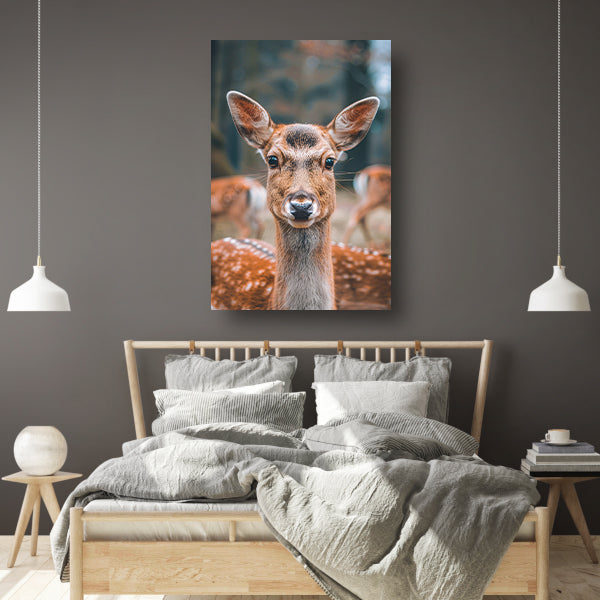 Portret van een nieuwsgierig hert canvas