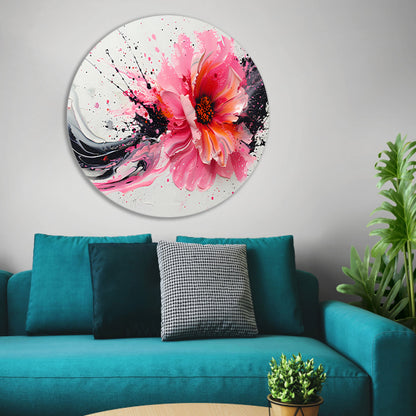 Dynamische abstracte bloem met verfspatten forex muurcirkel