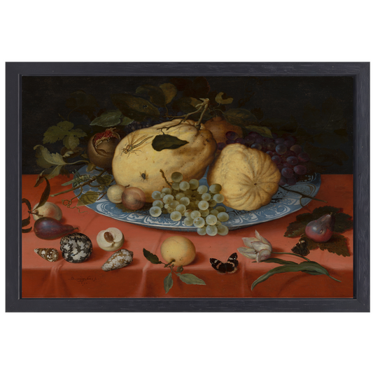Fruitstilleven met schelpen en tulp - Balthasar van der Ast canvas met baklijst